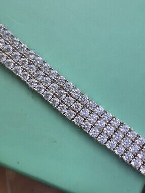 VVS1 Triple Row 3MM Moissanite Tennis Bracelet * New 7.5 Inch